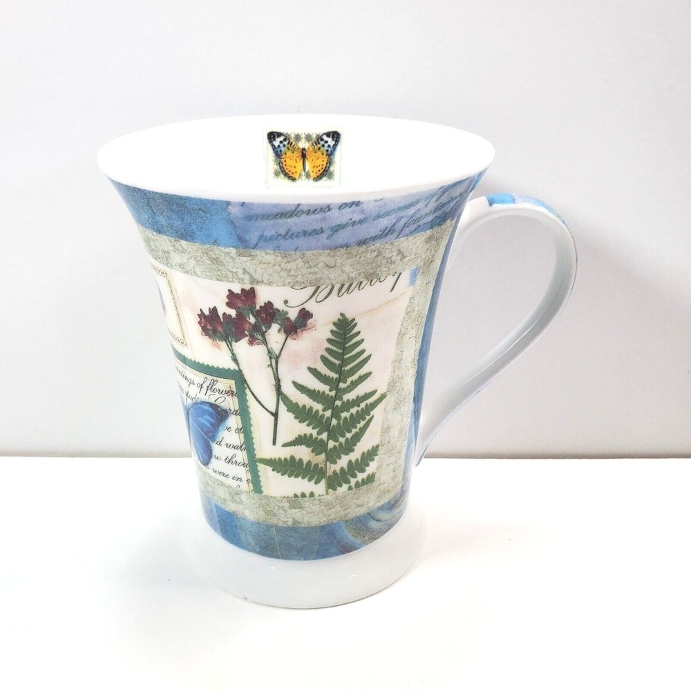 Pimpernel Porcelain Botanical Butterfly Flower Fern Flared Coffee Tea Mug